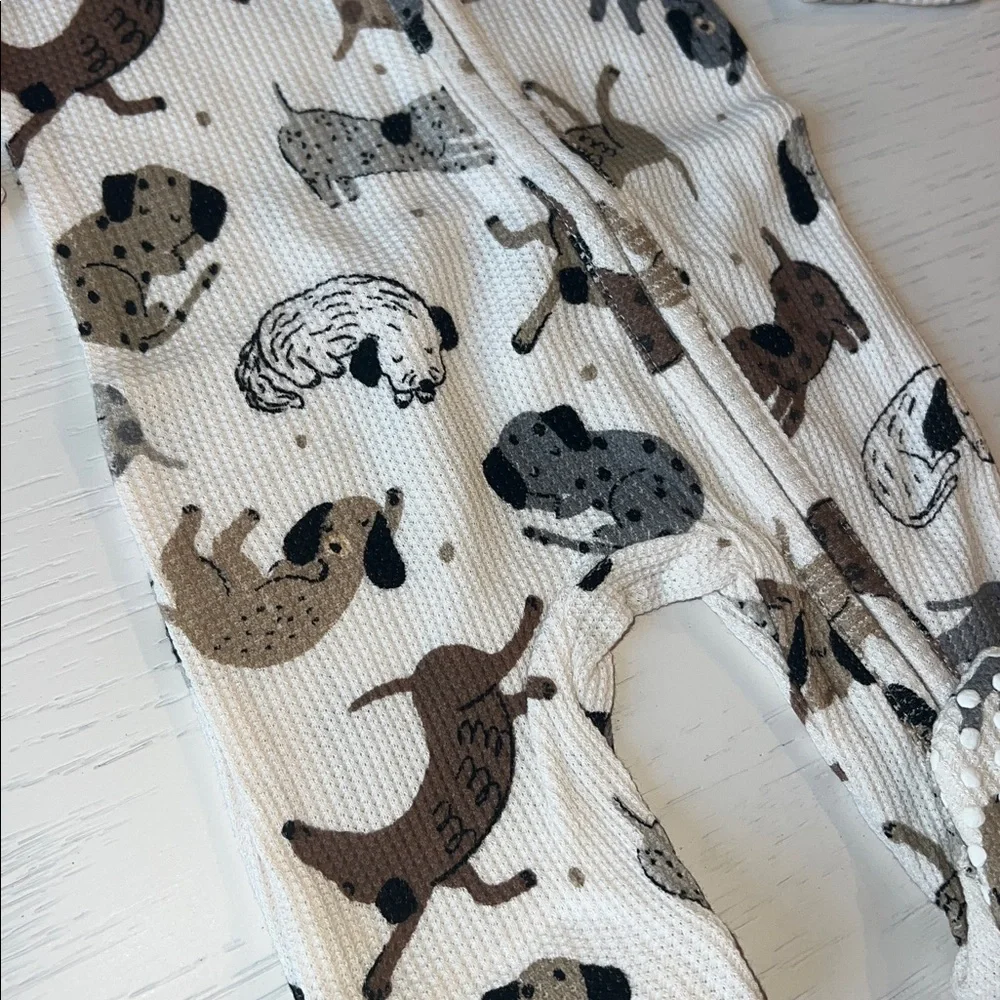 Angel Dear Neutral Dogs Cozy Pups Waffle Footie Newborn 0-3 months